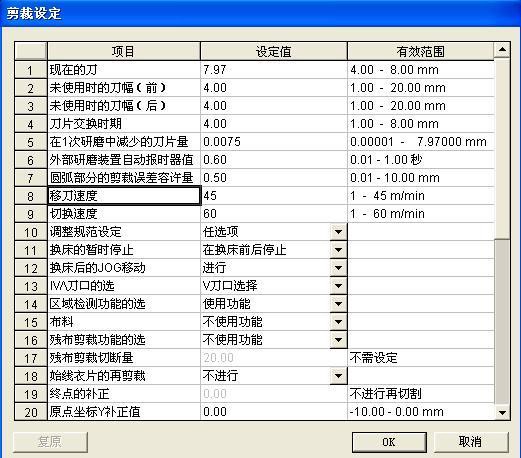 自动裁剪机参数设定 自动裁剪机参数设定